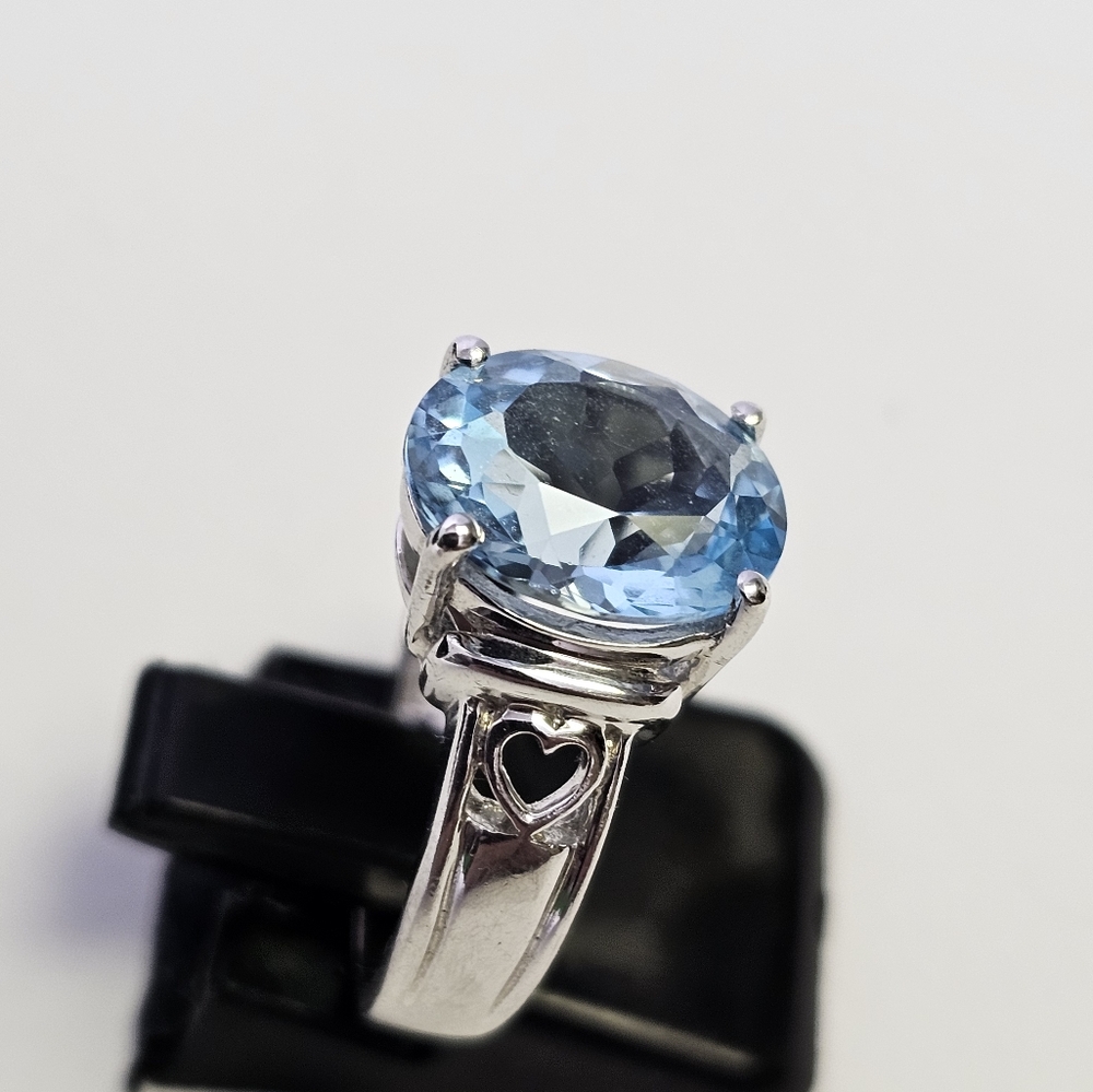 Certified Blue Topaz Sterling Silver Ring Size 7 💍 - Picture 12 of 14